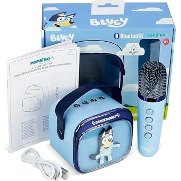 OTL Technologies Bluey PopSing LED Set Karaoke-System, tragbar mit Bluetooth 5.3 und farbwechselnden LED-Lichteffekten – Bild 9