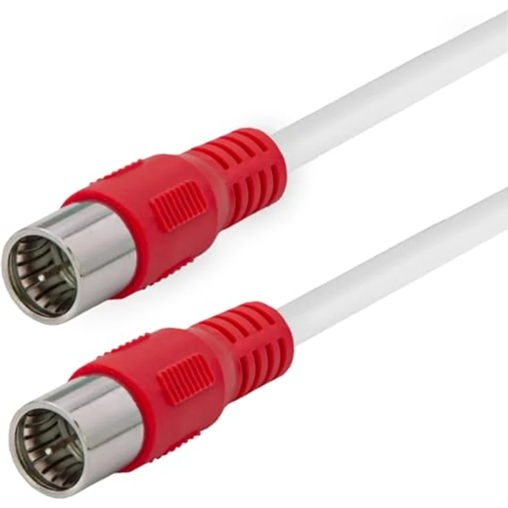 Maxtrack Quick F-Stecker gerade, SAT-Kabel mit Hochleistungsübertragung, weiß/rot – Bild 1