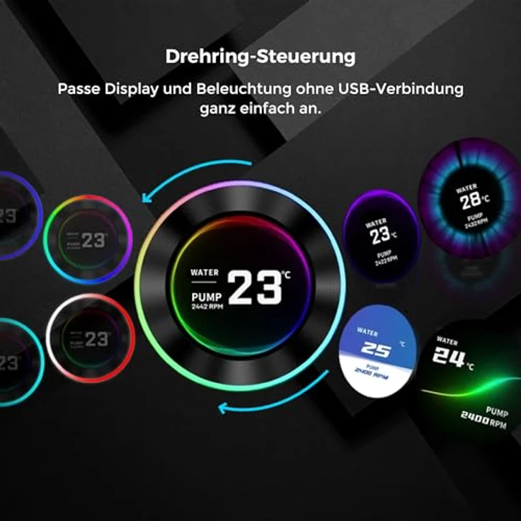 Lian-Li Hydroshift II LCD-C 360TL ARGB, CPU Wasserkühler mit 12 cm Lüftern, variabler Geschwindigkeit 200-2600 RPM, ARGB-Beleuchtung, Schwarz – Bild 7