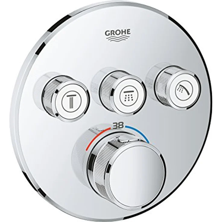 GROHE Grohtherm SmartControl - Thermostat mit 3 Absperrventilen (Fertigmontageset, langlebige Oberfläche, Sicherheitssperre bei 38°C), chrom, 29121000 – Bild 1