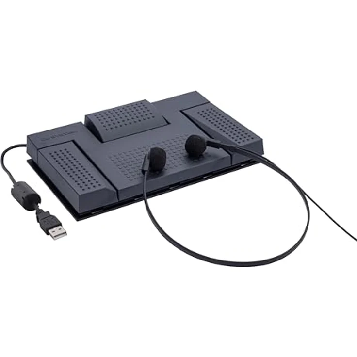 OM SYSTEM AS-2700 Audio-Transkriptionskit, USB-Fußpedal, Stereokopfhörer, ODMS R8-Software, Schwarz – Bild 3