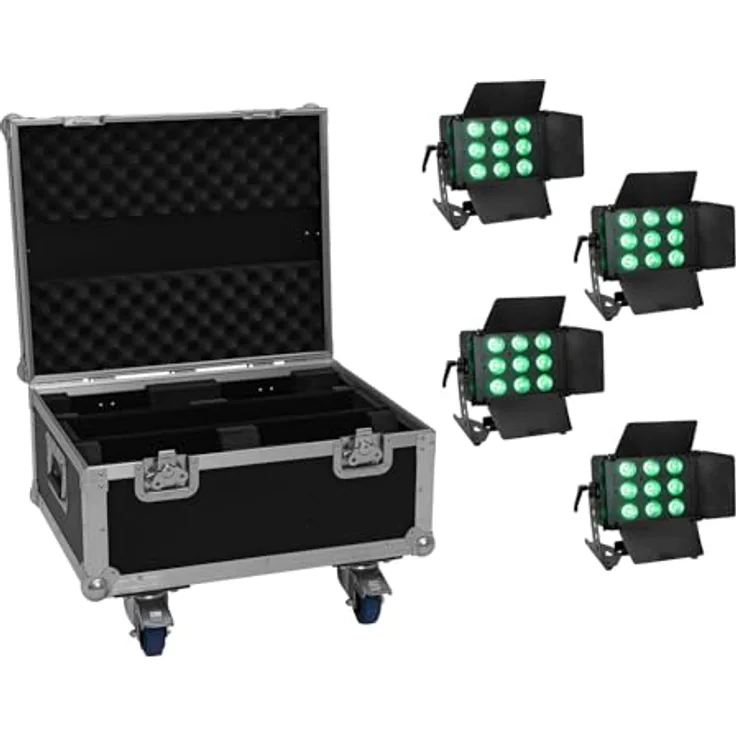 Eurolite Set 4x LED CLS-9 QCL RGB/WW, Scheinwerfer mit 9x7W Leistung und Case