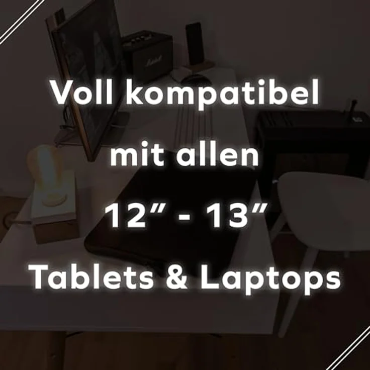 honju Darkroom Universal Neopren Sleeve Tasche für 12-13 Zoll Laptops/Tablets, mit großem Außenfach, Mikrofaser Innenseite und leichtgängigem Reißverschluss – Bild 2