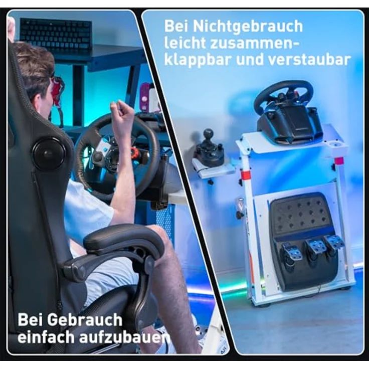 GTPLAYER Lenkradständer für Gaming Wheel, höhenverstellbares Racing-Gestell mit V1 V2 Schalthebelhalterung, kompatibel mit PS4, Xbox und PC – Bild 3