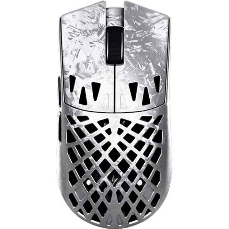 ATK Blazing Sky GHOST Ultimate Hollow Carbon Fiber Wireless Gaming Mouse, 2.4 GHz & Bluetooth, 300 mAh, 125-8000 Hz, Silber