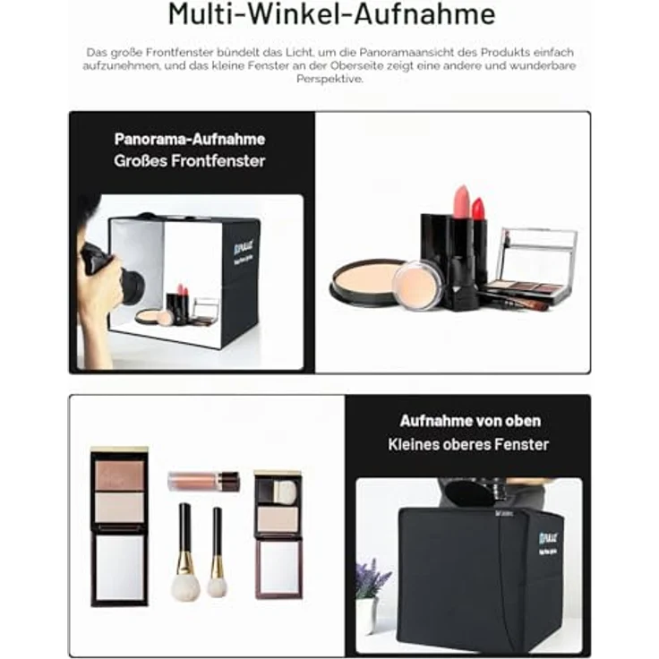 PULUZ 30cm Faltbare Fotobox, Lichtbox mit dimmbarem Licht und 6 PVC-Hintergründen für Produktfotografie – Bild 2