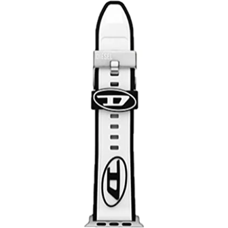 Diesel Armband DSS0009 für Apple Watch, kompatibel mit 42/44/45/49 mm, 24 mm, Weiß Silikon mit Dornschließe – Bild 1