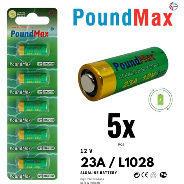 PoundMax Alkaline-Sicherheitsbatterien, 23AE/A23/LRV08/MN21, 12 V, 5 Stück – Bild 3