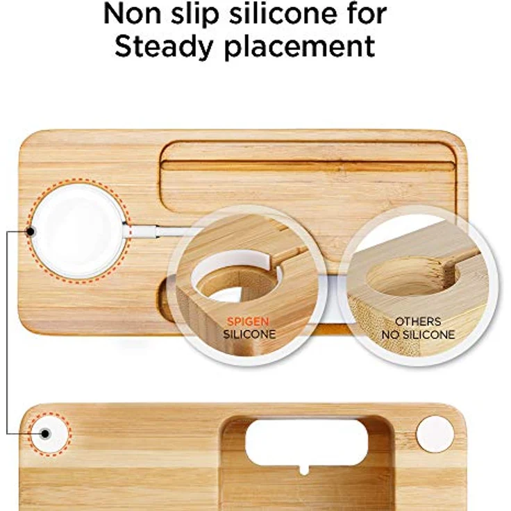 Spigen S370 Apple Watch Ladestation aus Holz Ständer Kompatibel mit Apple Watch Ultra 2/Ultra 9/8/7/6/5/SE/4/3/2/1 und iPhones – Bild 5