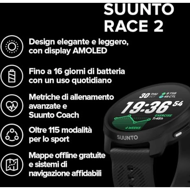 Suunto Race 2 (49 mm), Smartwatch mit Edelstahlgehäuse, AMOLED-Display, GPS sowie Fitness- und Gesundheitsmonitoring – Bild 2