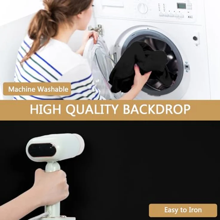 Zdada Fotohintergrund Schwarz 1.5x2.1M, Faltbarer, Waschbarer Polyester Studiohintergrund mit Rod Pocket Design für Fotostudio, Video, Live Streaming, Gaming – Bild 3