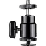 Walimex pro Premium Mini Stativkopf Kugelkopf mit 1/4 Blitzschuhadapter, 360° Drehbar Ball Head mit Hot Shoe Adapter für Kameras, LED Licht, Mikrofone, 1,5 kg Belastbarkeit