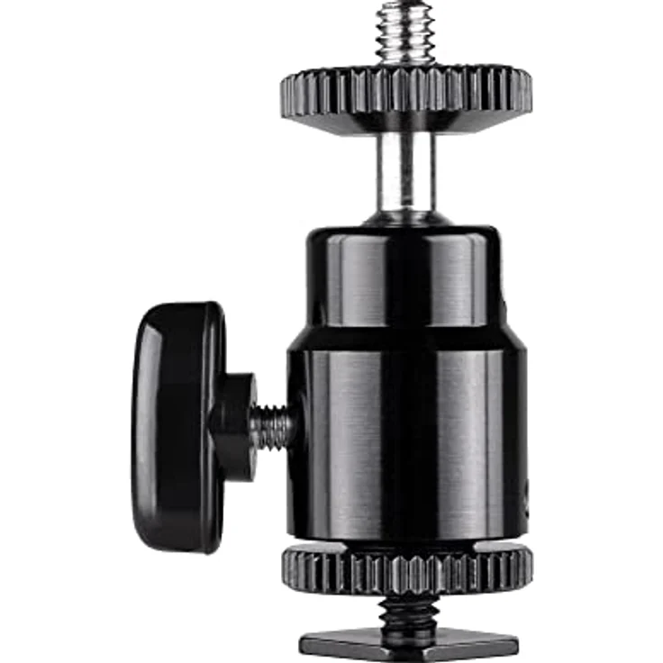 Walimex pro Premium Mini Stativkopf Kugelkopf mit 1/4 Blitzschuhadapter, 360° Drehbar Ball Head mit Hot Shoe Adapter für Kameras, LED Licht, Mikrofone, 1,5 kg Belastbarkeit – Bild 1