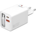 4smarts GaN Flex Jojo (65 W), USB Ladegerät mit ausziehbarem USB-C-Kabel, Weiss, lädt bis zu drei Geräte gleichzeitig