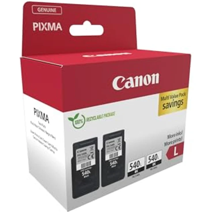 Canon PG-540L, Doppelpack Pigmentschwarz Tintenpatronen, 2x 11 ml, bis zu 600 Seiten – Bild 2