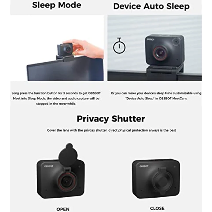 OBSBOT Meet 4K 1080P Full-HD Kamera Videokonferenz Kamera 60fps HDR AI-Powered PTZ Webcam, Autofokus, Belichtungskorrektur für Konferenzen, Aufnahmen und Live-Streaming – Bild 5