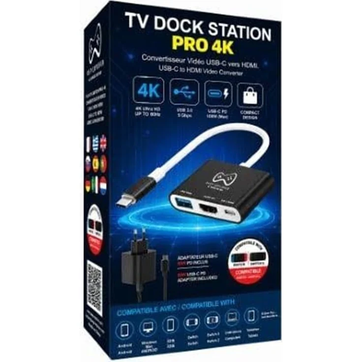Deep Explorer TV Dock Station Pro 4K, USB-C to HDMI Video Converter mit 4K Ultra HD, USB-A und USB-C PD Anschluss, kompatibel mit Nintendo Switch und Nintendo Switch 2