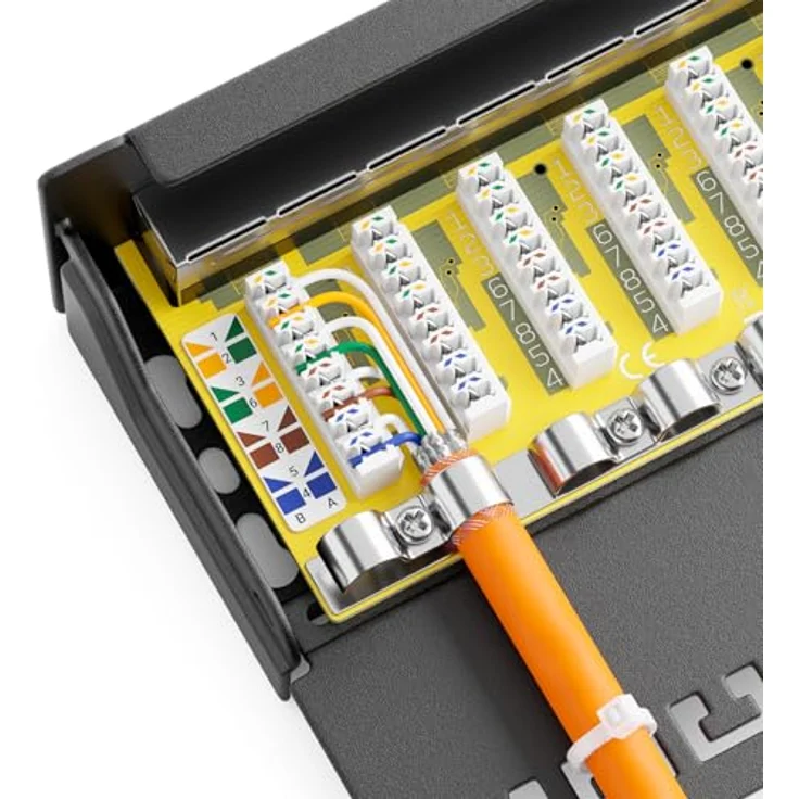deleyCON CAT 6 Patchpanel Verteilerfeld 12 Port - Desktop / Wandmontage - geschirmt - 12x RJ45 Buchse - TIA568A / TIA568B - Schwarz – Bild 7
