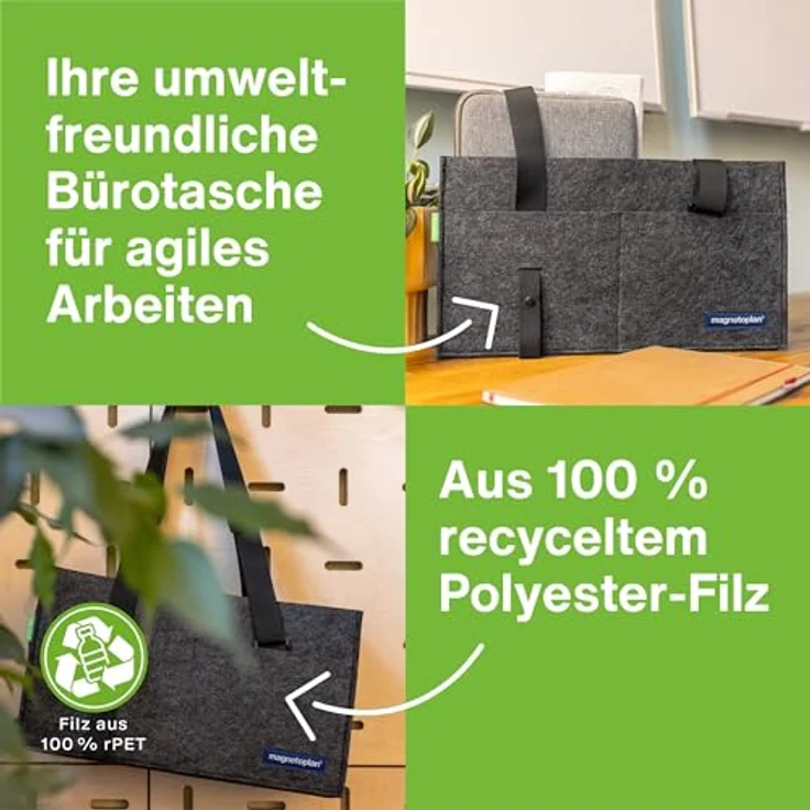 Magnetoplan Aktentasche 11126, praktische Laptop-Tasche aus 100 % recyceltem Polyester, grau, 45 x 25 x 15 cm, für flexibles Arbeiten – Bild 5