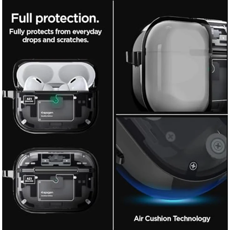 Spigen Ultra Hybrid MagFit Case for AirPods Pro 2nd Gen (2023/2022) - ZeroOne, Teardown Design, MagSafe Compatible, Shockproof, Karabiner - Black – Bild 5