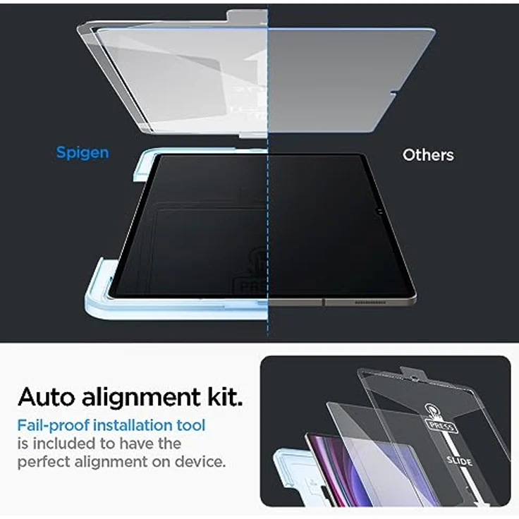 Spigen Glas.tR EZ Fit Schutzfolie kompatibel mit Samsung Galaxy Tab S9 Ultra, 14.6 Zoll, Schablone für Installation, Kristallklar, Kratzfest, 9H Härte Folie – Bild 3