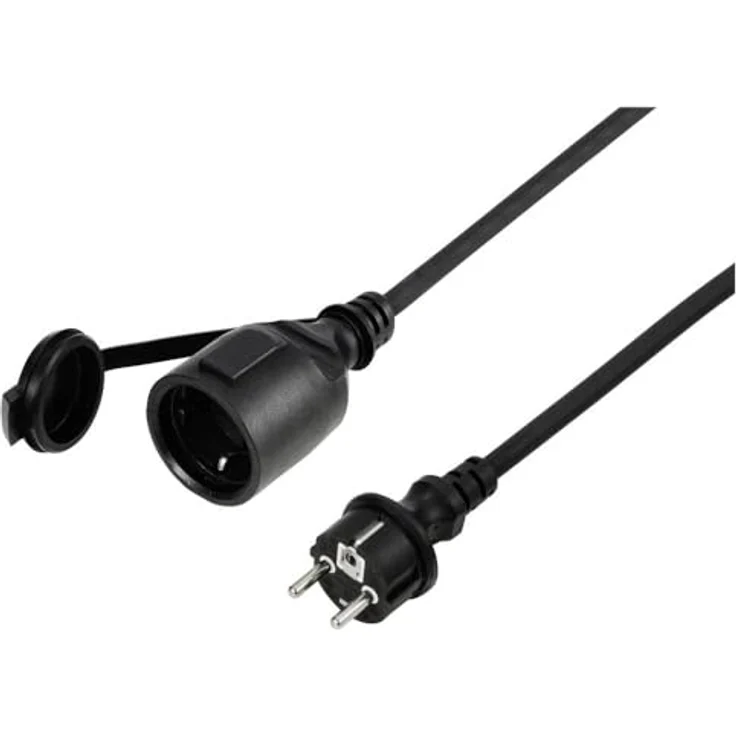 Sygonix SY-6728134 Strom Verlängerungskabel 16 A Schwarz 1 m mit EIN/Aus-Schalter, IP44, wetterfest für Außenbereich – Bild 2
