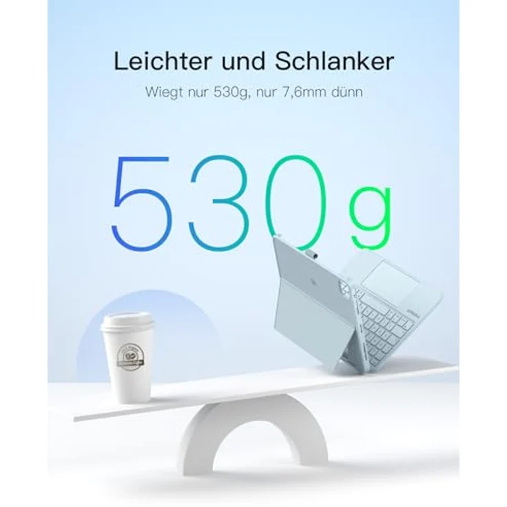 Inateck Hülle mit Tastatur für iPad Air 11 M4/M3/M2 (2026/2025/2024) und iPad Pro 11, 5,1 Zoll, abnehmbar, großes Touchpad, mit Stifthalter, dünn und leicht – Bild 7