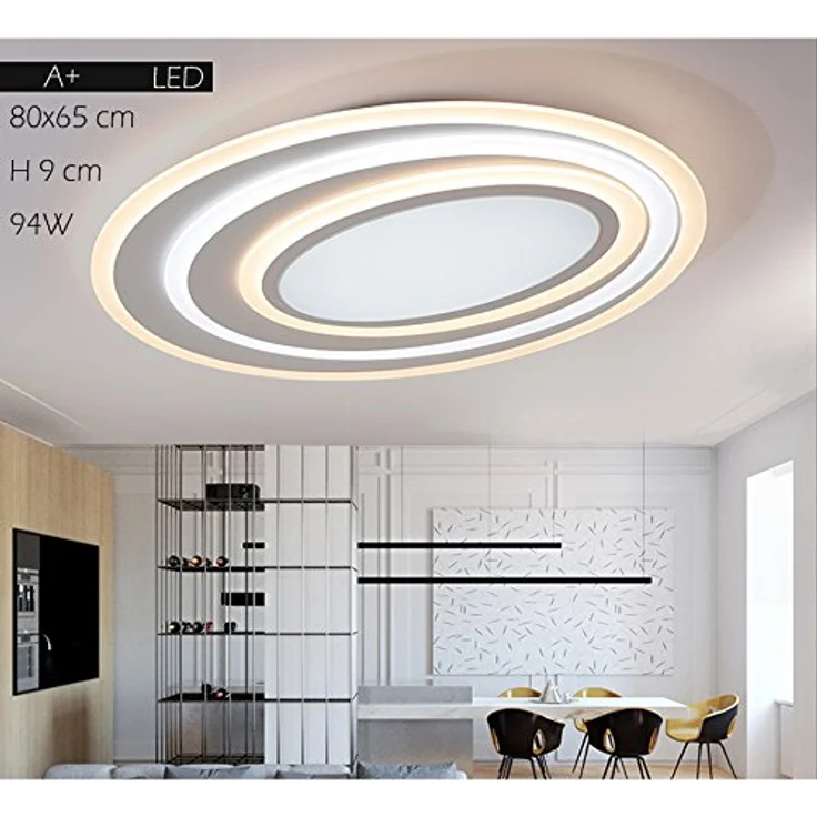 Eurotondisplay LED Deckenleuchte XW092 80x65 cm, 94 W mit Fernbedienung, dimmbar, Wohnzimmerlampe – Kalt-Warm einstellbar – Bild 2