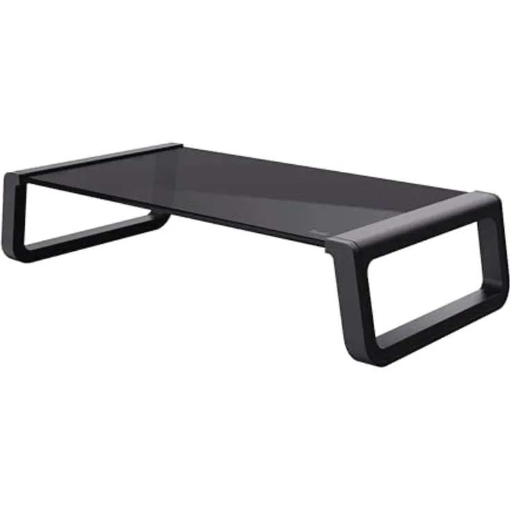 Trust Monta Monitorständer 41 x 22 x 10 cm, Bildschirmerhöhung aus Hartglas, Schreibtisch Monitorerhöhung, Monitor Stand für Laptop, Bildschirme, Computer, Notebook, Mac, PC, Büro - Schwarz