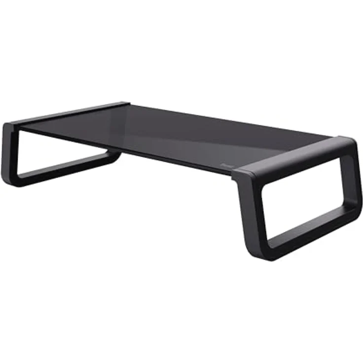 Trust Monta Monitorständer 41 x 22 x 10 cm, Bildschirmerhöhung aus Hartglas, Schreibtisch Monitorerhöhung, Monitor Stand für Laptop, Bildschirme, Computer, Notebook, Mac, PC, Büro - Schwarz – Bild 1