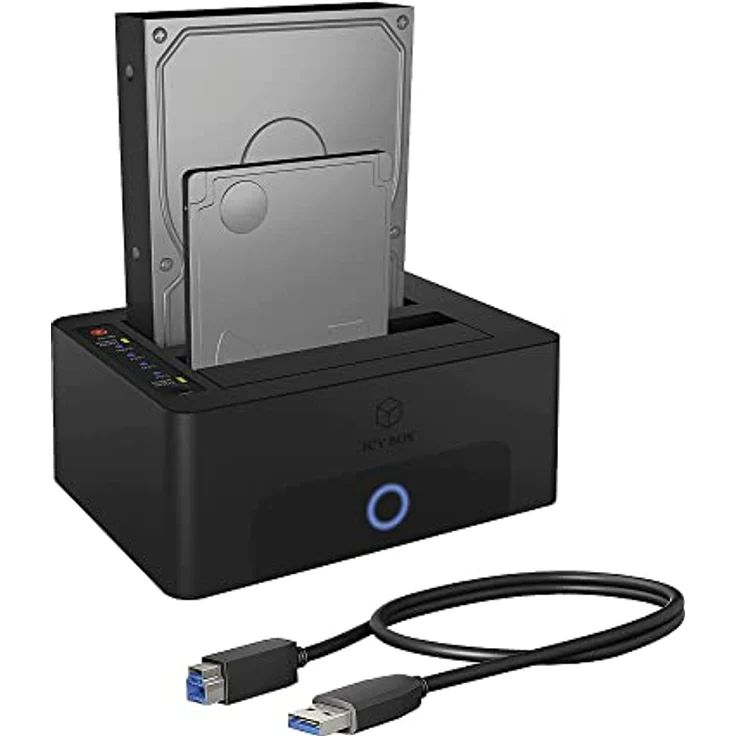 ICY BOX Dual HDD / Festplatten Docking Station USB 3.0 für SATA 2,5 Zoll & 3,5 Zoll, Festplatten Klonstation & Lesegerät, Adapter, Extern, Schwarz, IB-1232CL-U3 – Bild 1
