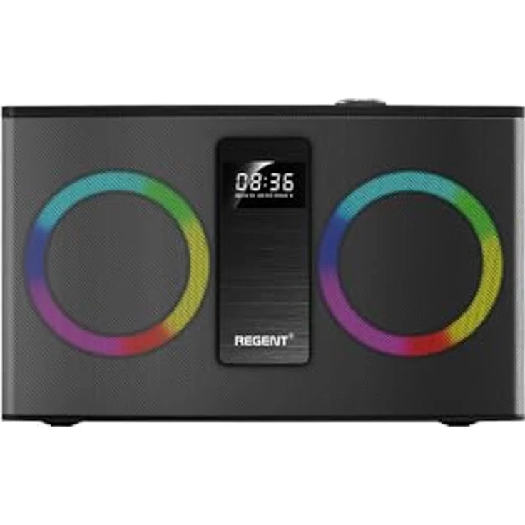 Ferguson Regent 300BT, Bluetooth Lautsprecher 60W mit FM-Radio, USB/AUX, RGB-LEDs, Ultra Bass, Holzgehäuse, kompakte Hi-Fi Party Box – Bild 4