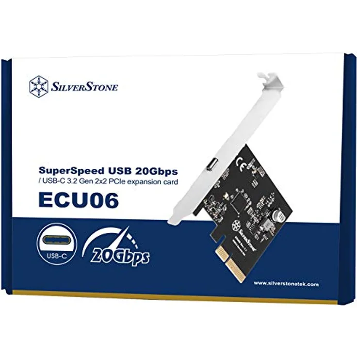 SilverStone ECU06, USB-Typ-C 3.2 Gen 2x2 Schnittstellenkarte - PCIe, hochwertige Leistung, ergonomisches Design