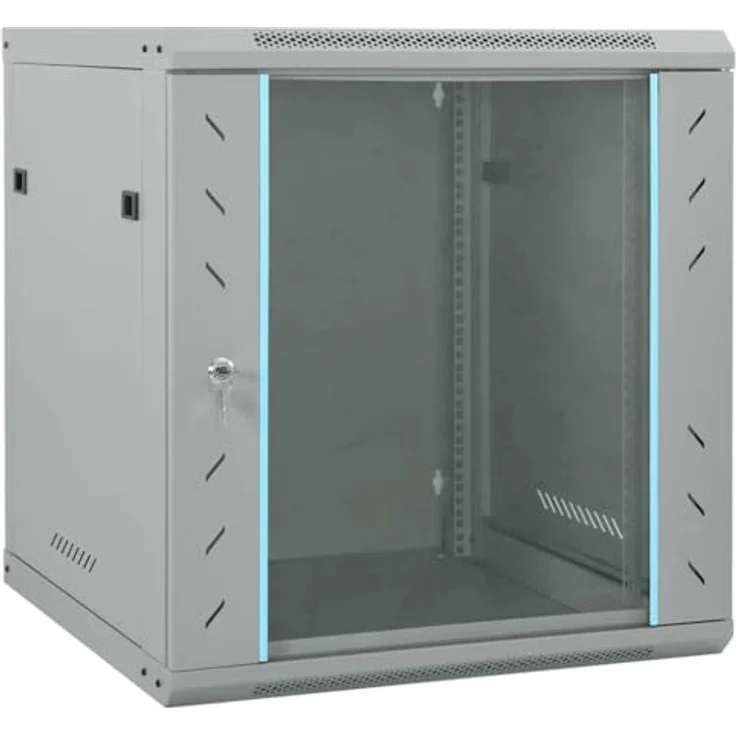 vidaXL Netzwerkschrank, grauer Stahl-Schrank mit Speicher, 60 x 45 x 65 cm – Bild 1