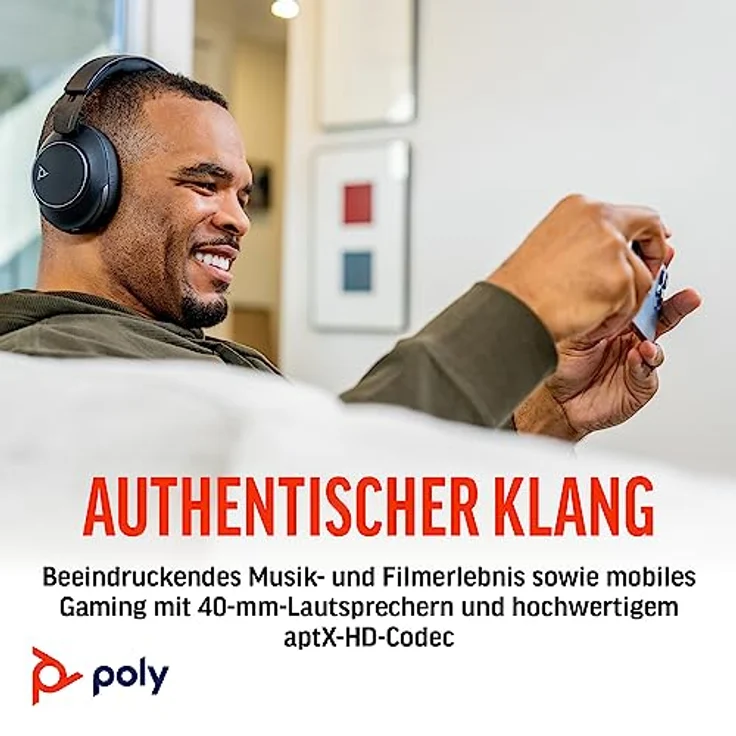Poly Voyager Surround 80 UC-Bluetooth-Headset (Plantronics) Noise Cancelling-Mikrofone für klare Gespräche –Adaptives ANC–Funktioniert mit iPhone, Android, PC/Mac, Zoom, Microsoft Teams(zertifiziert) – Bild 4