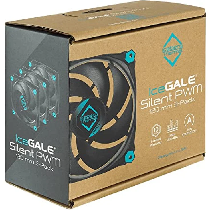 Iceberg Thermal IceGALE Silent PWM 120mm Gehäuselüfter optimierter Airflow 3er-Pack, Schwarz – Bild 5