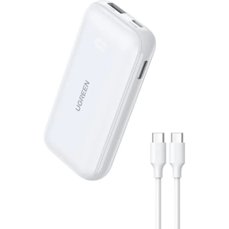 UGREEN 25189, 10000mAh Reversible Powerbank mit Schnellladung (USB-C 30W), weiß – Bild 1