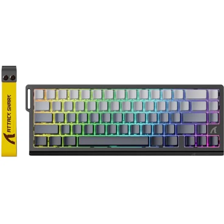 ATTACK SHARK X68 HE, 8000Hz Rapid Trigger-Tastatur mit 0,01mm RT-Genauigkeit, RGB, 60% Layout, Magnetic Switches, einstellbare Betätigung, Mondnacht