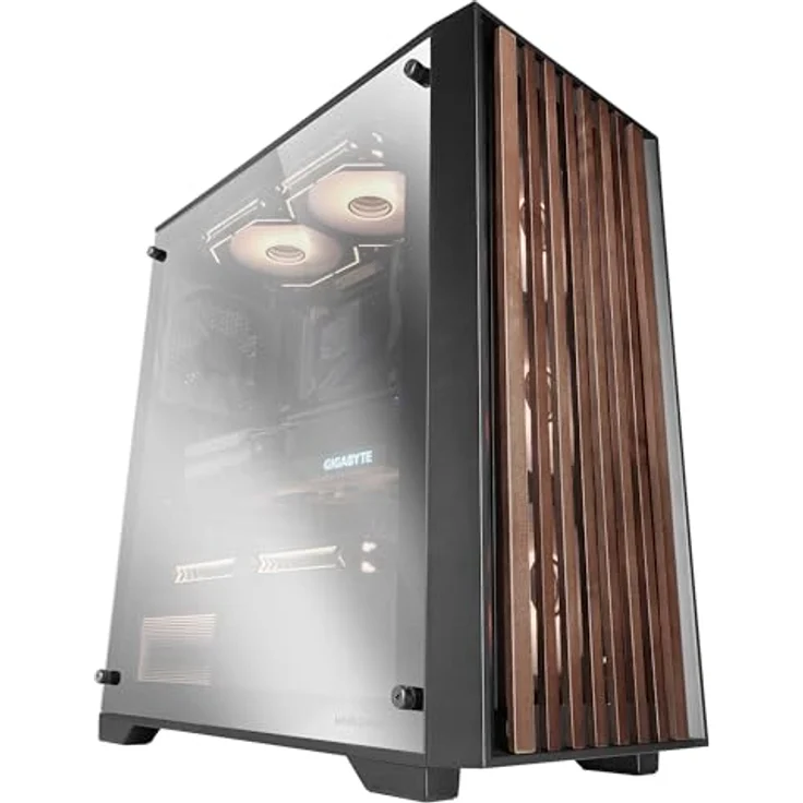 Mars Gaming MC-WOOD PC-Tower-Gehäuse, Midi-Tower mit Holzfront und gehärtetem Glas-Seitenfenster, Unterstützung für Flüssigkeitskühlung bis zu 360mm, Schwarz – Bild 6