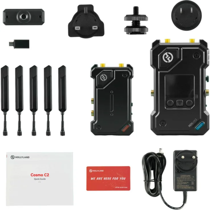 Hollyland Cosmo C2 Wireless Video Transmission System, Transmitter/Receiver Kit mit 1.000 m Reichweite und 33 ms Latenzzeit, Schwarz