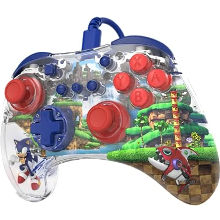 PDP REALMz Wired LED Light-up Pro Controller: Sonic Green Hill Zone For Nintendo Switch & Nintendo Switch - OLED Model – Bild 3