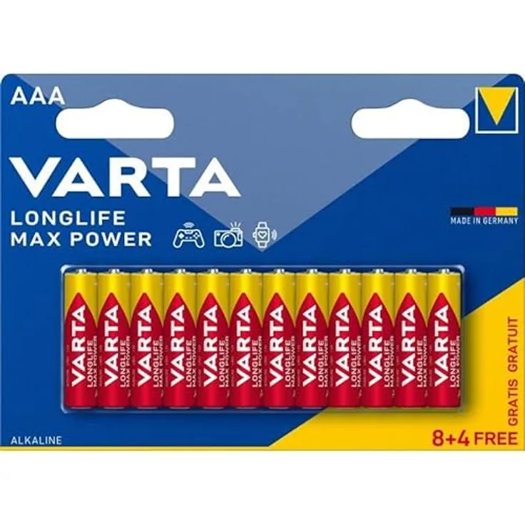 Varta VARTA LONGLIFE MAX POWER AAA X8+4 gratis, Alkali Batterien