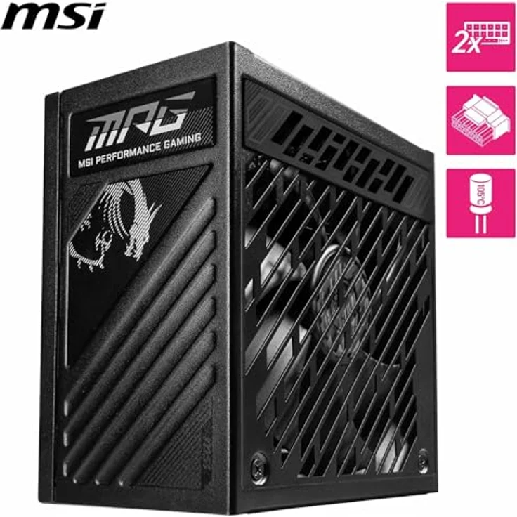 MSI MPG A1250GS PCIE5, 1250 W PC-Netzteil mit 80 PLUS Gold-Zertifikat, vollmodular, Schwarz – Bild 2