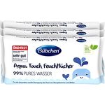 Bübchen Aqua Touch Feuchttücher, 144 Stück (3 x 48) – sensitive Pflegetücher mit 99% purem Wasser, feuchte Tücher für Neugeborene und Babys