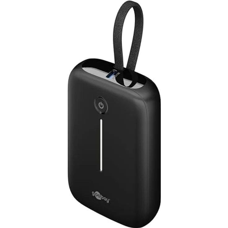 goobay Powerbank 10.000 mAh, mit integriertem USB-C Kabel, Quick Charge/Power Delivery, 2x USB-C und 1x USB-A, kompatibel mit Samsung, Xiaomi, Lenovo, Huawei, Apple iPhone und iPad, 76251 – Bild 1