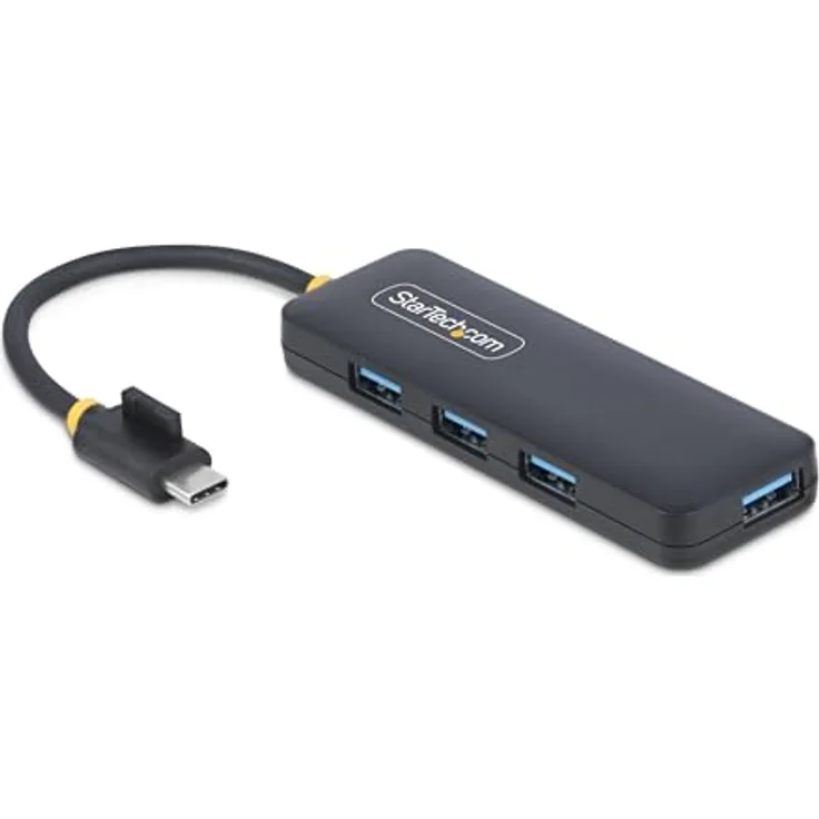 StarTech.com 4-Port USB-C Hub, Mini USB 3.0 Splitter mit integriertem USB-C-Kabel, kompakt und busbetrieben