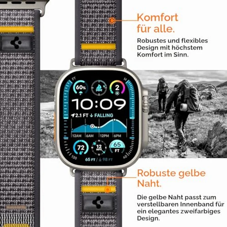 Spigen Athlex Air Strap für Apple Watch 44 / 45 / 46 / 49 mm, atmungsaktives und komfortables Zubehör, Grau – Bild 8