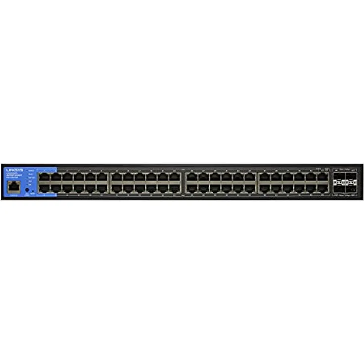 Linksys LGS352MPC-EU 48-Port Gigabit-Netzwerk-PoE+-Switch, 740 W, 4 10G-Uplink-SFP+-Steckplätze – Smart Managed Ethernet-Switch Hub mit Metallgehäuse, Befestigung auf dem Schreibtisch oder an der Wand