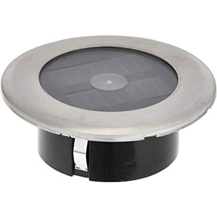 Konstsmide Solar LED Bodenspot 7626-000 / B: 11cm T: 11m H: 4cm / 2xNiMH Akku / IP44 / Edelstahl / klares Glas – Bild 1