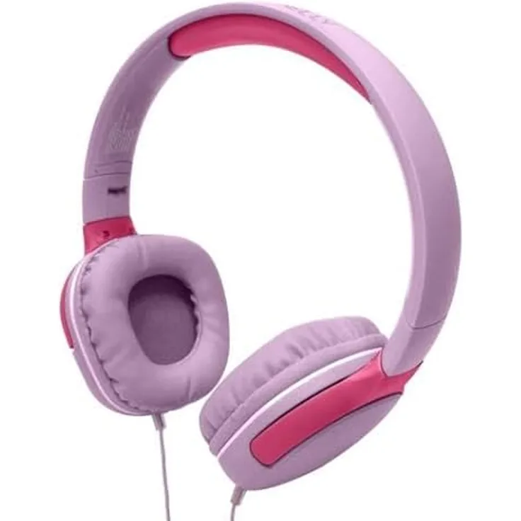Celly Kinder-Kopfhörer mit Kabel, integriertes Mikrofon, verstellbarer Kopfbügel, Lautstärkebegrenzung auf 85 dB, kompatibel mit AUX-Geräten, Klinkenstecker 3,5 mm, Farbe Rosa